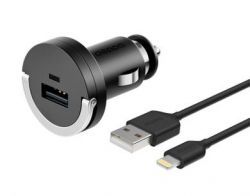 Автомобильное з/у 8-pin чёрный 1A Deppa Ultra (MFI) USB дата-кабель для Apple