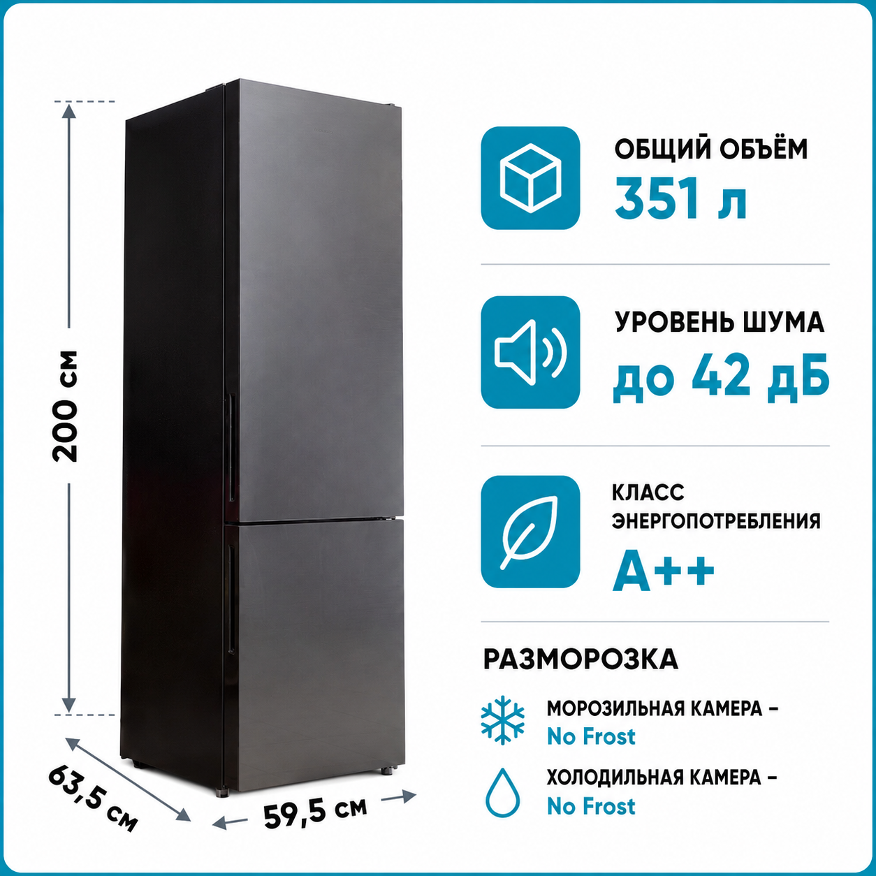Холодильник HOLBERG HRB 2001NDGS