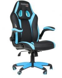 Игровое кресло Chairman Game 15, Экокожа (черный/голубой)