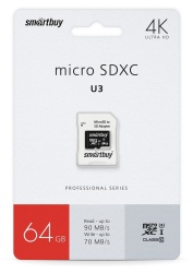 Карта памяти microSDXC 64GB Smartbuy  Class 10 PRO 