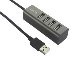 USB хаб Hoco HB1 4USB line machine на 4 порта серый