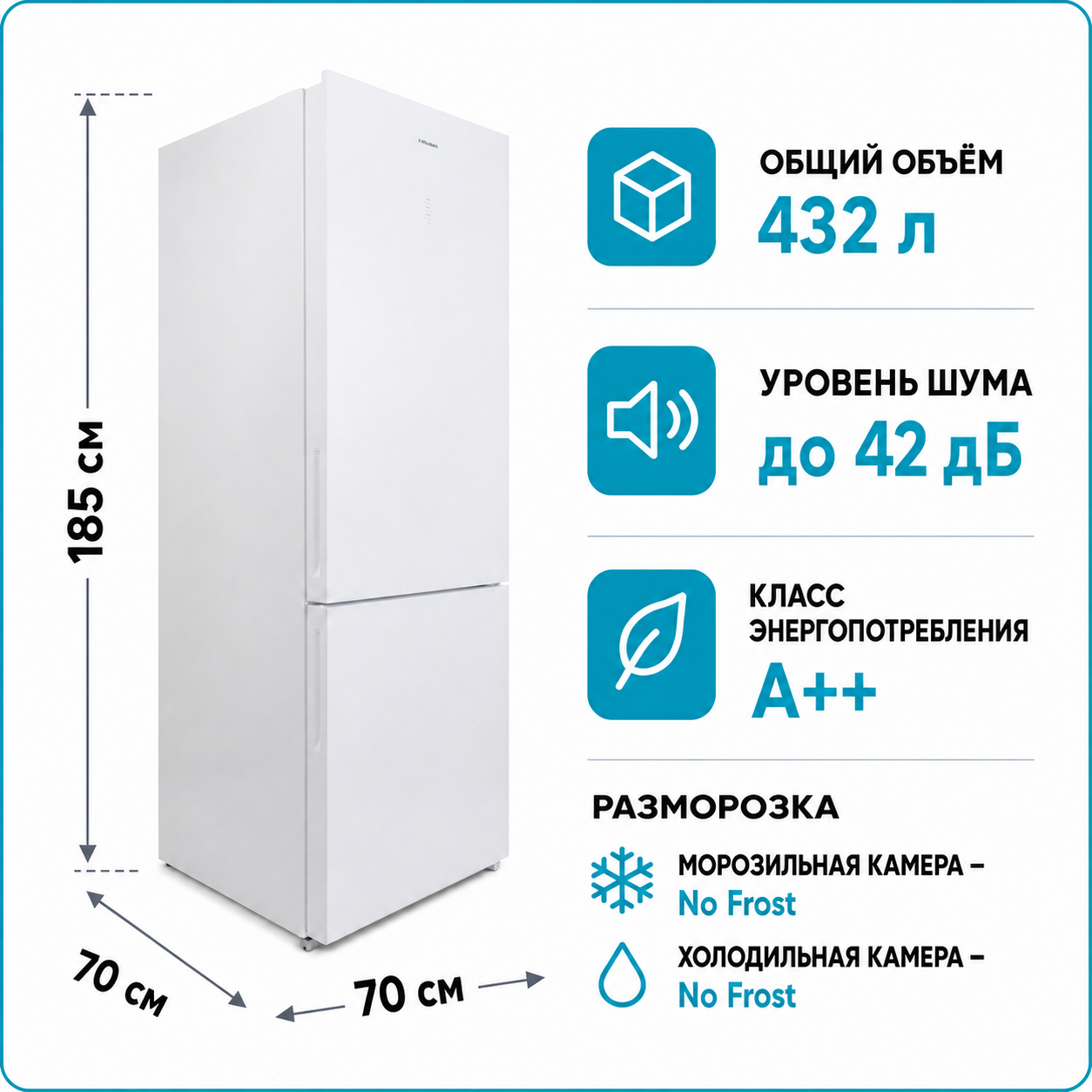 Холодильник HOLBERG HRB 4321NDGWi