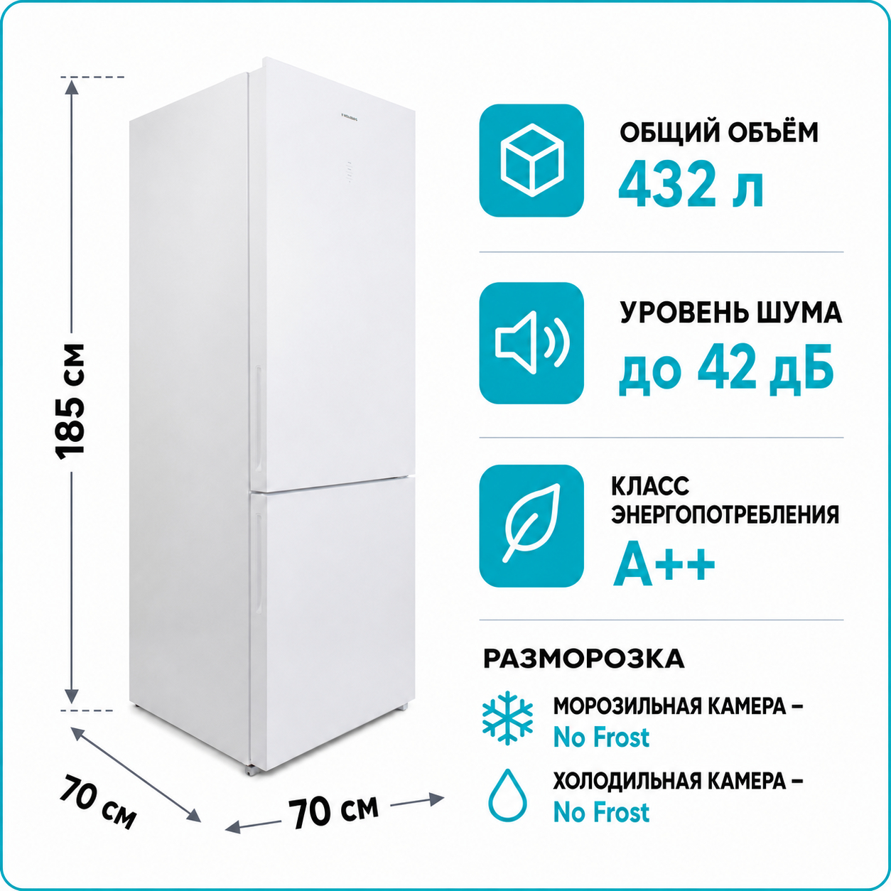 Холодильник HOLBERG HRB 4321NDGWi