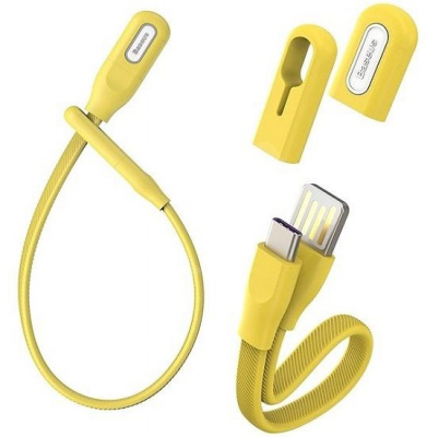 Кабель-браслет Baseus USB For Type-C Yellow <0.22м/5A> 