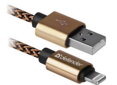 Кабель Lightning - USB Золотистый 1м 2.1A DEFENDER ACH01-03T PRO