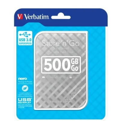 Внешний жёсткий диск 500Gb Verbatim (53196) USB 3.0 Silver