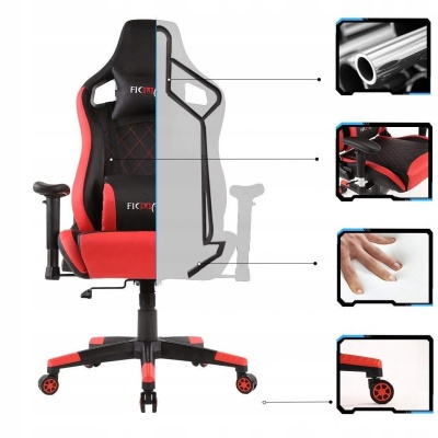 Игровое кресло Ficmax Carbon red gaming, Эргономичное Массажное