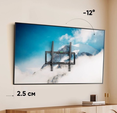 Кронштейн для телевизора Onkron TME-44B чёрный, для 26"-55", наклон 12°, нагрузка до 45 кг, расстояние до стены 25 мм
