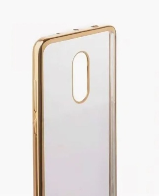 Накладка Xiaomi Redmi Note4 D&A силикон с золотистой рамкой прозрачный 0,4мм