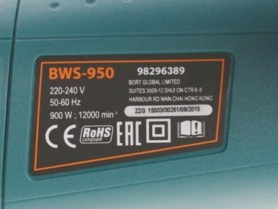 Угловая шлифовальная машина BORT BWS-950 (900Вт; 125мм; 12000об/мин)