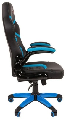 Игровое кресло Chairman Game 18, Экокожа черная/Ткань голубой