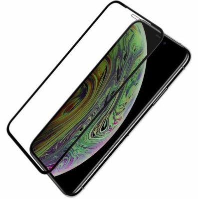Стекло iPhone X 5D черная рамка 