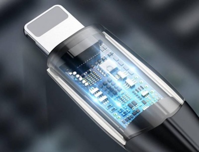 Кабель Lightning - USB чёрный 1м 2.4A Baseus Horizontal Data Cable with Lamp For IP