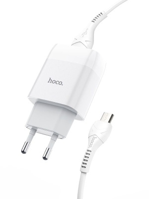 Сетевое зарядное устройство HOCO C73A Glorious Dual Port Charger Set (Micro) White
