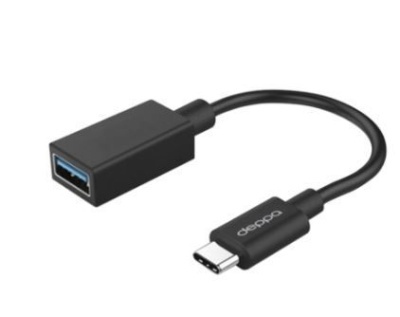 Адаптер Type-C - USB A (f), USB 3.0, 0.15м, черный, Deppa