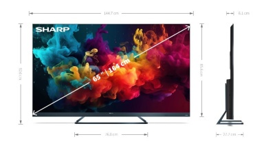 Телевизор 65" SHARP 65FQ5EG AQUOS QLED 144Hz 4K UHD Harman/Kardon Dolby Vision IQ/Dolby Atmos Алюминиевый корпус Google TV 