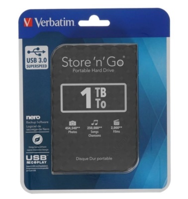 Внешний жёсткий диск 1Tb Verbatim (53194) USB 3.0 Black