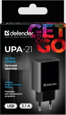Сетевое зарядное устройство DEFENDER UPA-21 10,5W Black