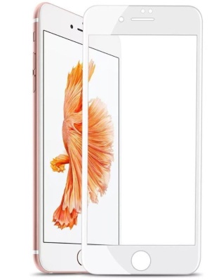 Стекло iPhone 7/8 Plus 5D Белая рамка (не оригинал)