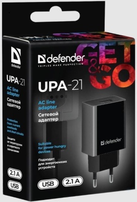 Сетевое зарядное устройство DEFENDER UPA-21 10,5W Black