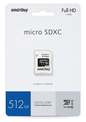 Карта памяти microSDXC 512GB Smartbuy  Class 10 UHS I+адаптер SD