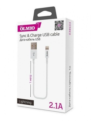 Кабель OLMIO для Apple iPhone/iPod/iPad USB 2.0 - Lightning Белый <1м>