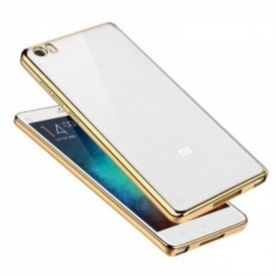 Накладка Xiaomi Mi5 D&A силикон с золотистой рамкой прозрачный 0,4мм