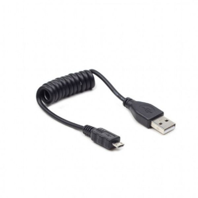 Кабель micro USB - USB чёрный 0.6м GEMBIRD CC-mUSB2C-AMBM-0.6M спиральный