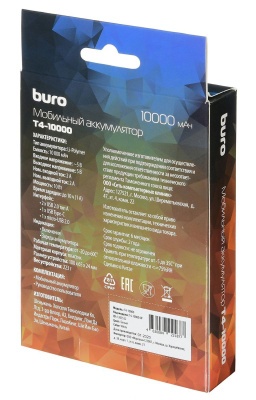 Внешний аккумулятор Buro T4-10000 Li-Pol 10000mAh 2A+1A черный 2xUSB